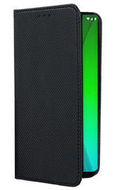 Кожен калъф тефтер и стойка Magnetic FLEXI Book Style за Motorola Moto G7 черен